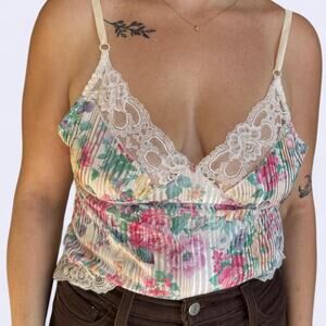 vintage floral teddy/ bodysuit women's large